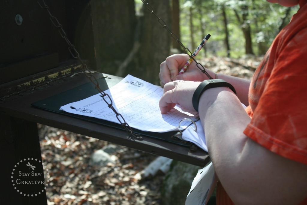 Sign in on hike to Lye Brook Falls