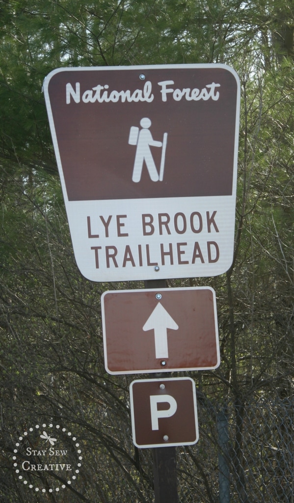 Trailhead sign for Lye Brook Falls in Manchester, VT